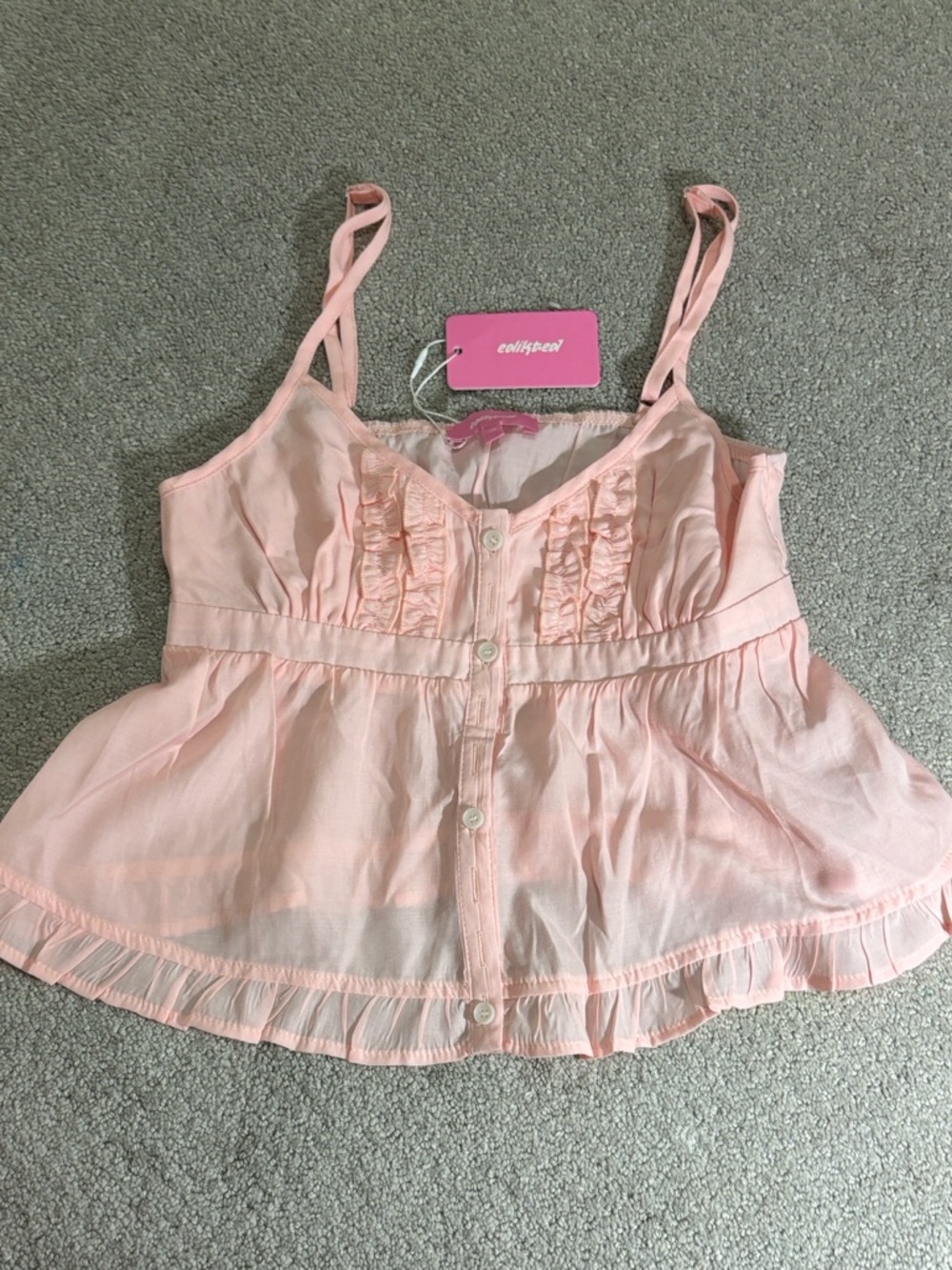 Edikted Pink Top! Halsey Ruffle Tank Top! NWT!